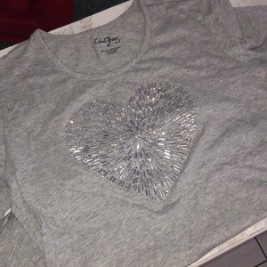 Grey T-shirt  w/ rhinestones
